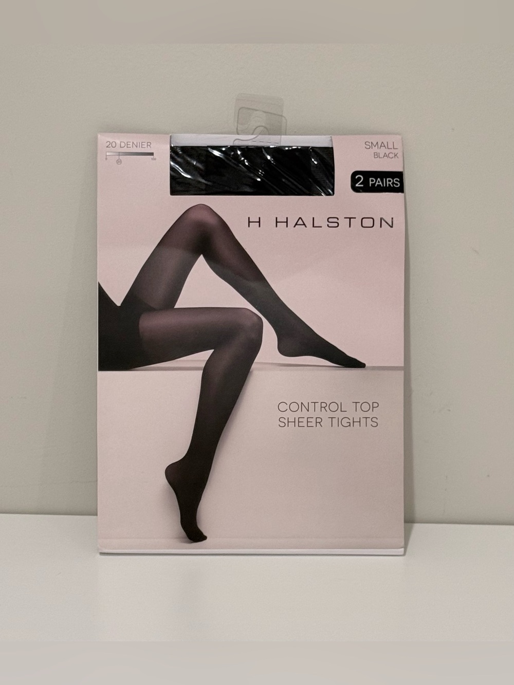 NEW H HALSTON 2 Pairs Control Top Sheer Tights Black Size Small